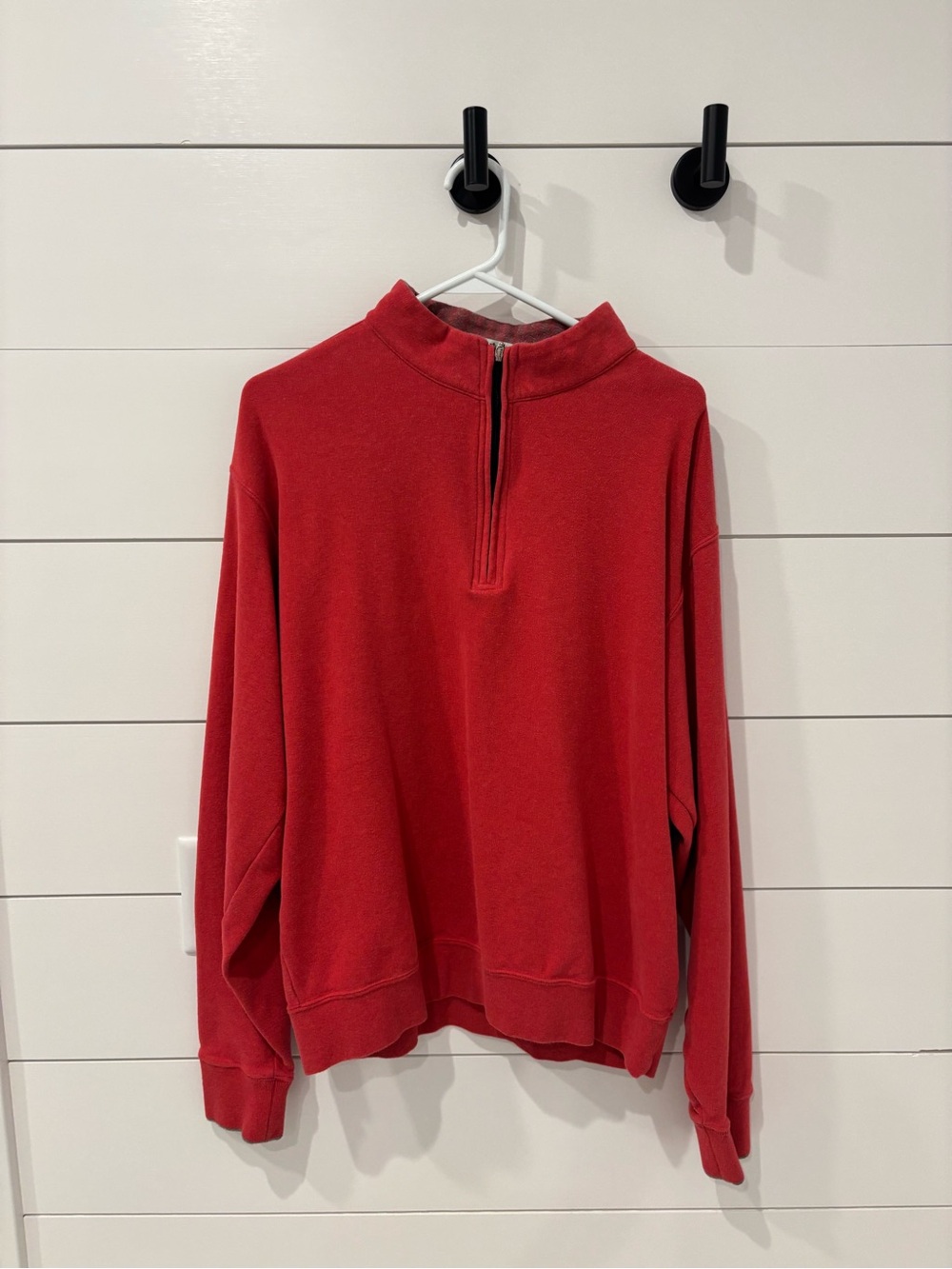 Peter Millar Coral-Red Quarter Zip with Heathered Gray Inner Collar
